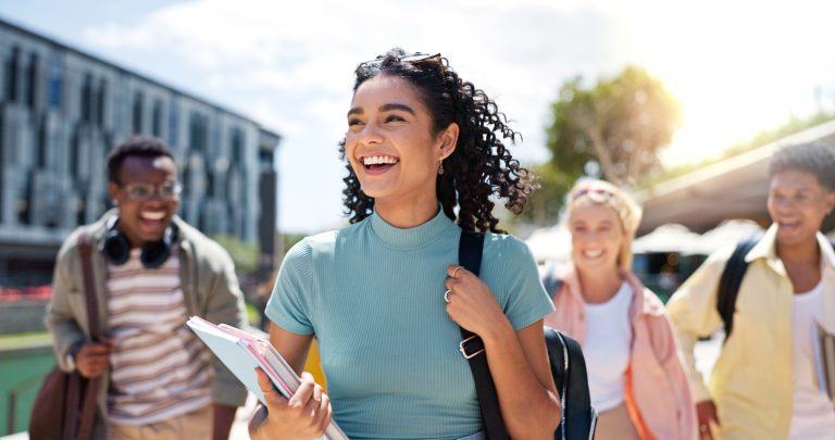 students walking to class