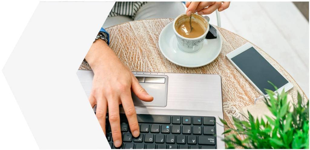 Employee having a coffee with work