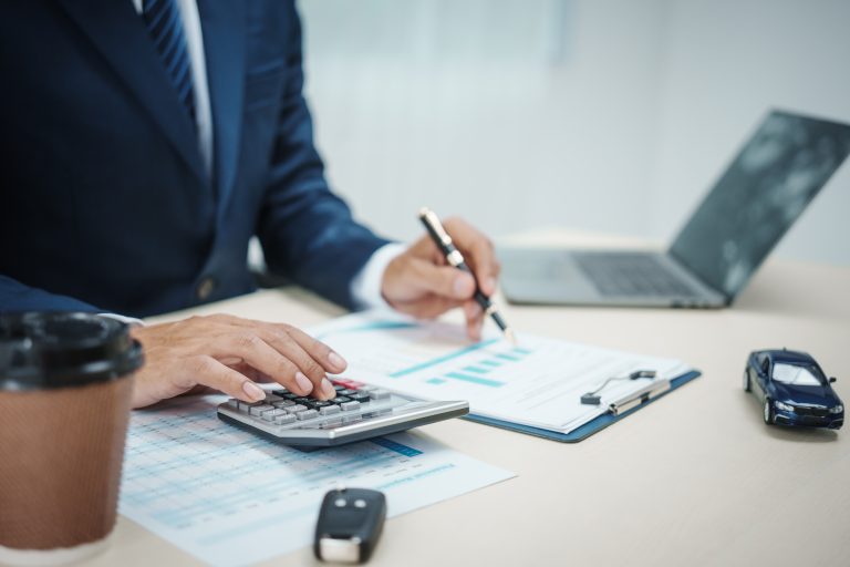 Employee reviewing data