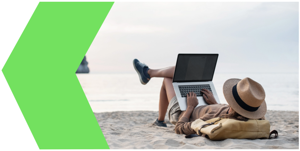 Employee working on beach