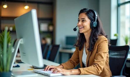 woman working at desktop