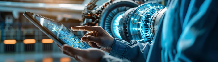 Engineering employee working on a remote device