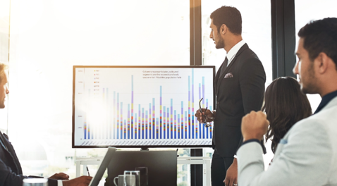 Employee presenting work