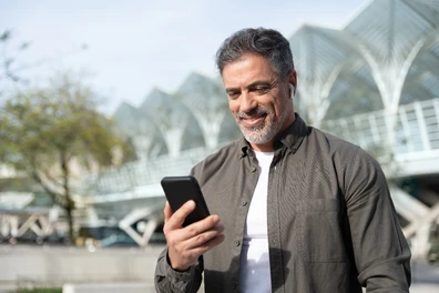 Business owner working from mobile device