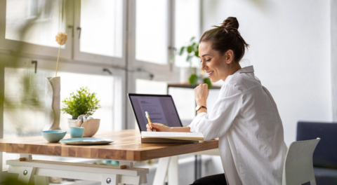 Woman working at laptop